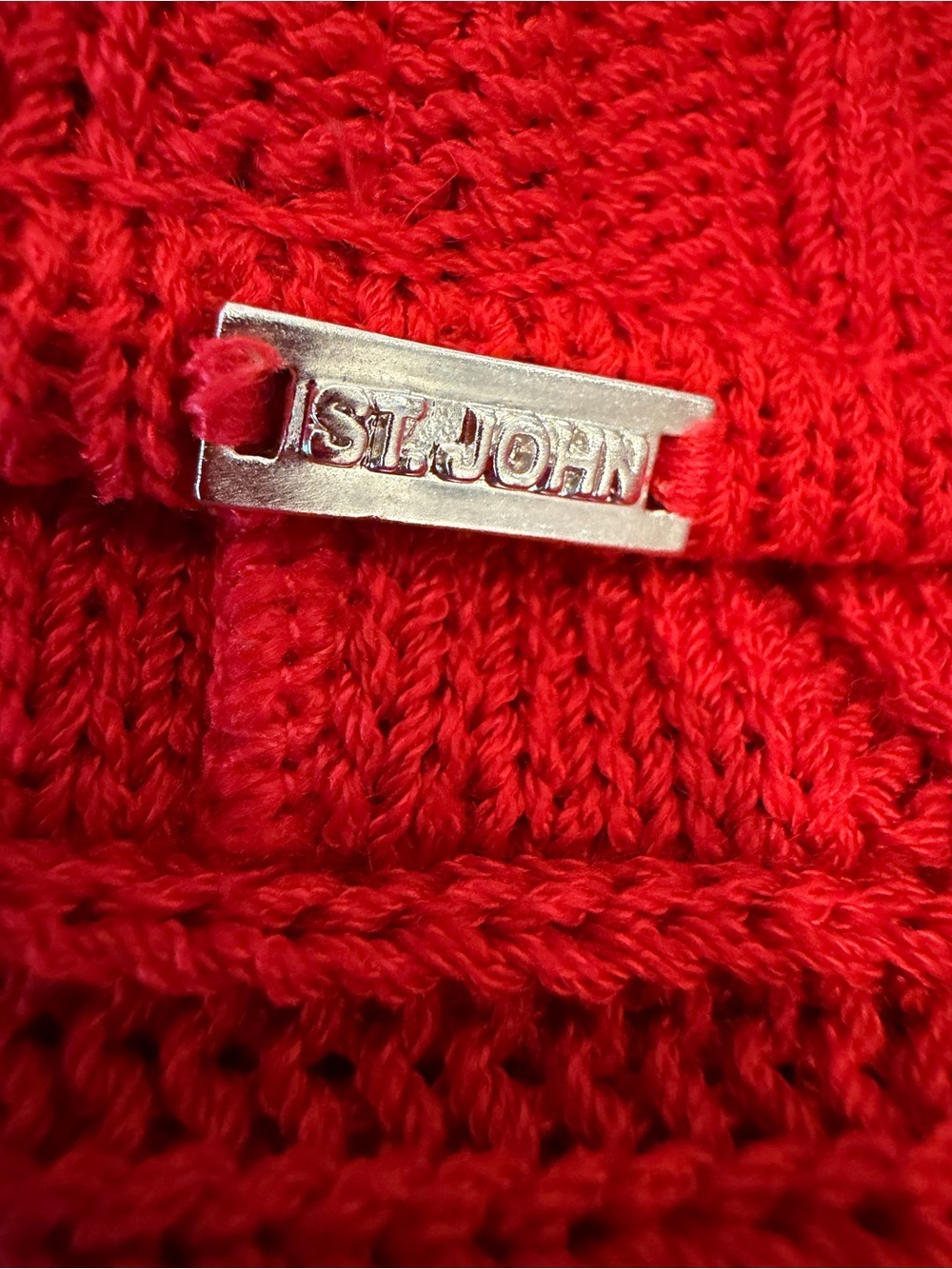 St. John Cardigan Knit Shawl Collar Short Sleeve Tie Front Ribbed Red Med Luxury - Picture 7 of 8